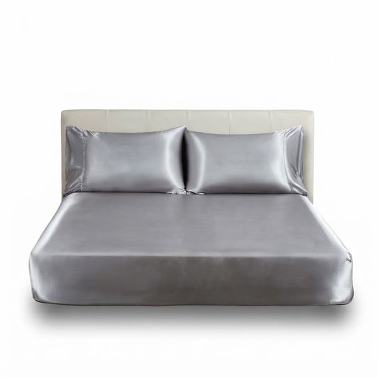 Premium Starry Grey Silky Satin Fitted Sheet