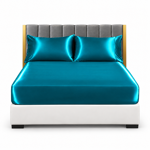 Deep Teal Luxe Satin Fitted Sheet – Silky Softness & Timeless Elegance