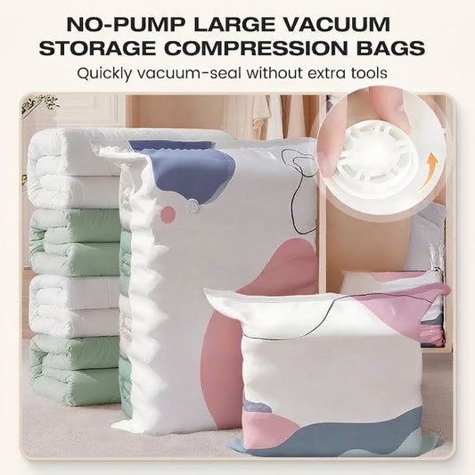 🥳💞50K+ SOLD!🧳💨 No‑Pump Vacuum Storage Bags – Press & seal, no pump needed. Saves 80% space🛏️🗄️