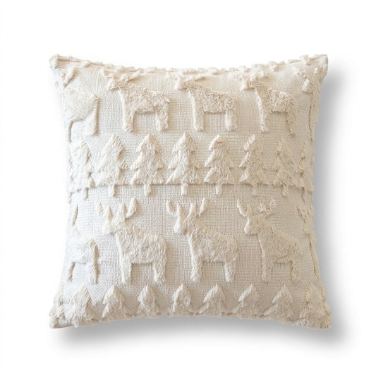 Christmas Reindeer & Pine Tree Cushion Cover