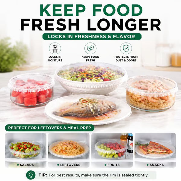 200PCS Disposable Stretch Food Covers for Bowls & Plates, Elastic Bowl Covers
