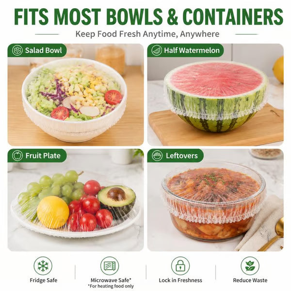 200PCS Disposable Stretch Food Covers for Bowls & Plates, Elastic Bowl Covers