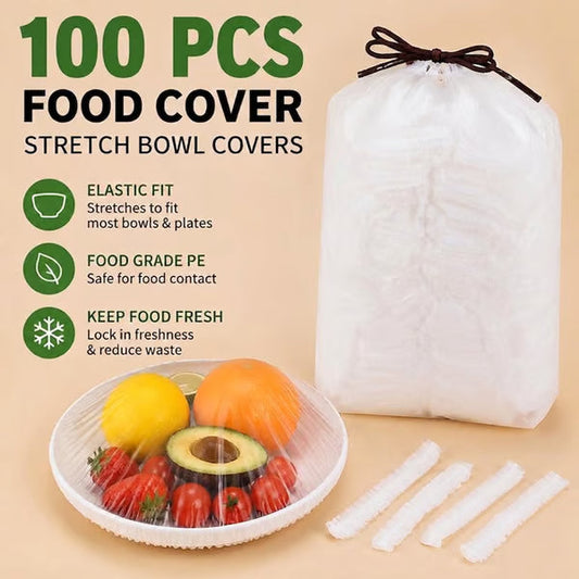 200PCS Disposable Stretch Food Covers for Bowls & Plates, Elastic Bowl Covers