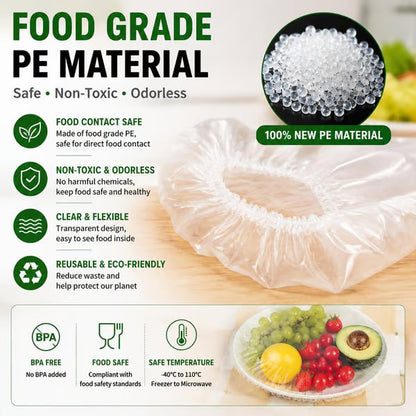 200PCS Disposable Stretch Food Covers for Bowls & Plates, Elastic Bowl Covers